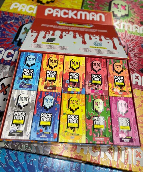 Packman Vapes Screen Display UK with vibrant flavors and smart screen technology.